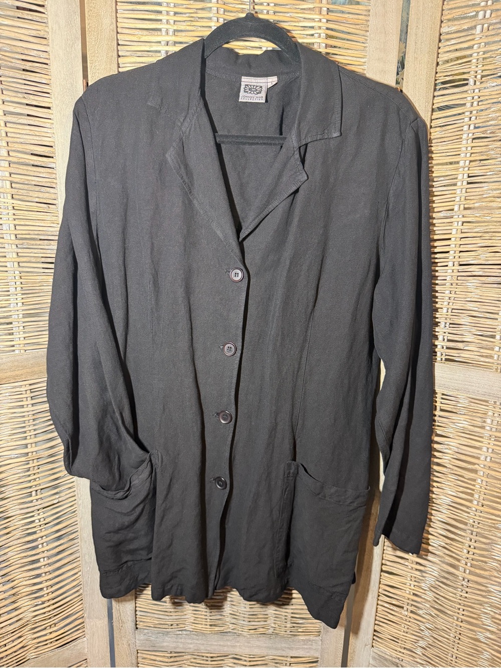 Johnny Was Black Relaxed Button-Front Blazer